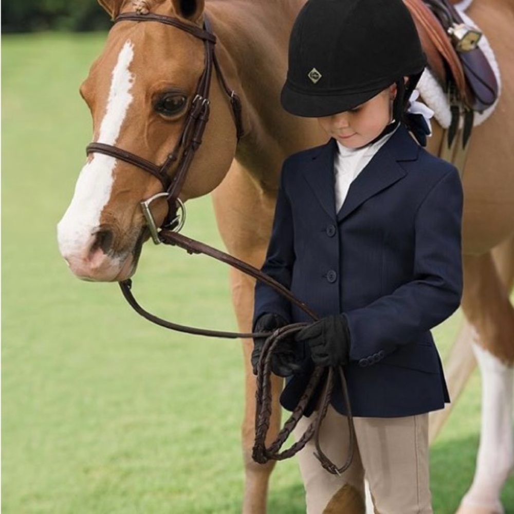 RJ Classics Girls Hampton Show Coat, Navy, Youth, 12R